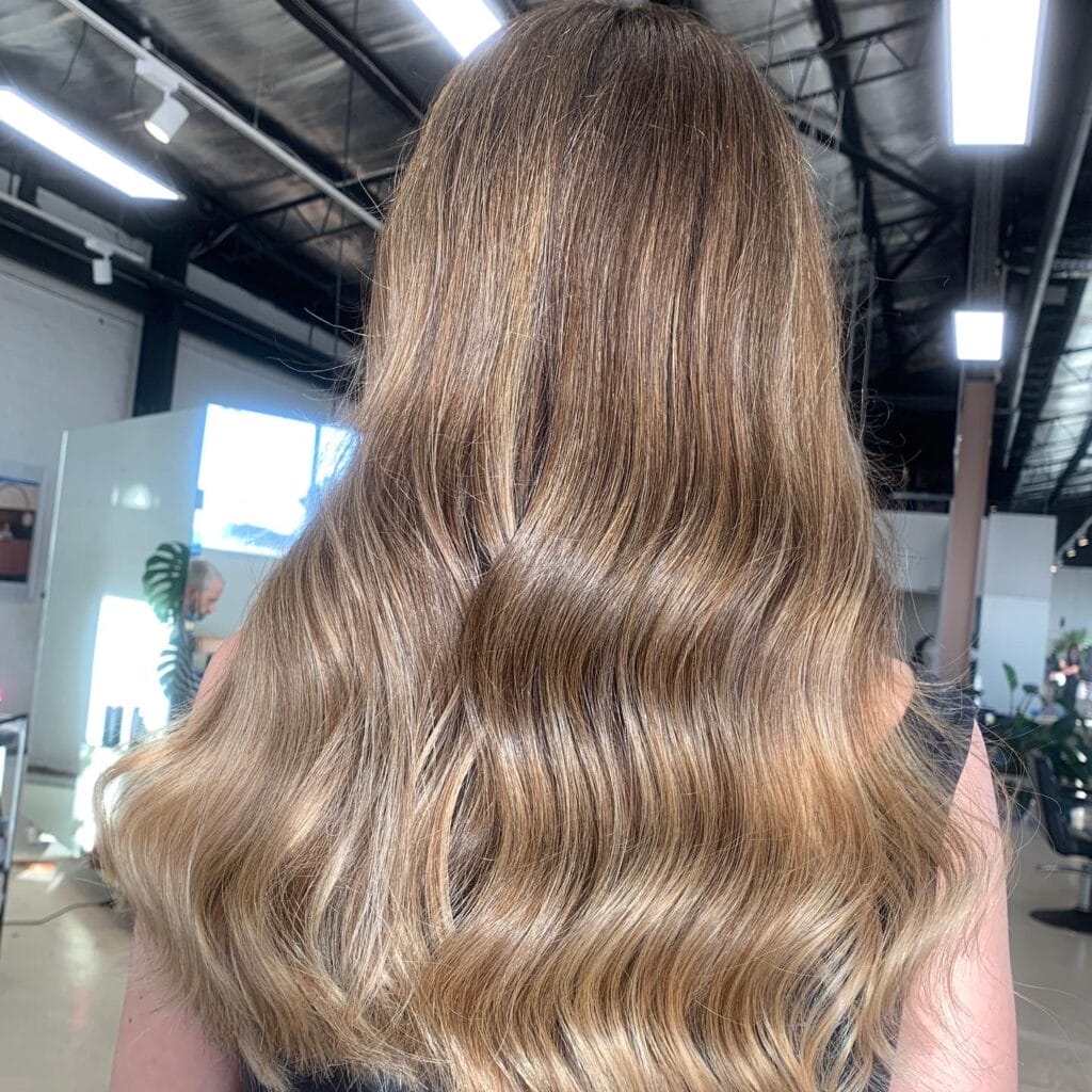 Hair hairdresser hair colour st Kilda highlights blonde balayage copper brunette hairinspo waves curls blow-dry blowout seamless