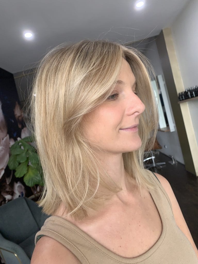 "Maintain your low maintenance blonde with ease, using specially formulated shampoo and conditioner designed to repel hard water. This stunning blonde result is provided by a professional hairdresser in Elwood, Melbourne, and is expertly crafted to require minimal upkeep while still looking beautiful and vibrant."